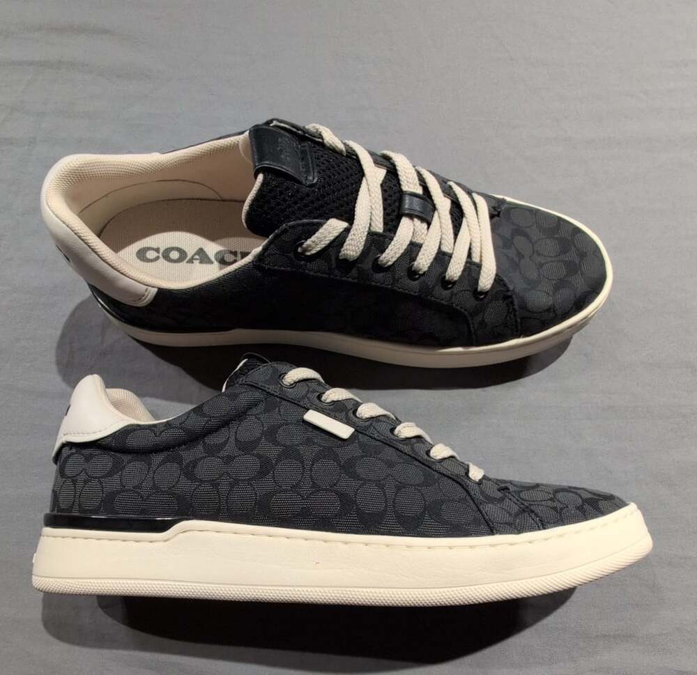 Coach Clip Signature Jacquard Low Top Sneaker Black Charcoal size 10